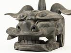 Antique Large Lion Head  - Beeld Hout - Japan