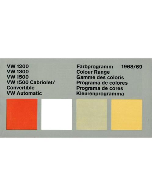 1968/69 VOLKSWAGEN KEVER KLEUREN EN BEKLEDING PROGRAMMA, Boeken, Auto's | Folders en Tijdschriften, Volkswagen
