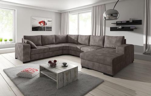 Hoekbank Adel - Bruin - Leer - Rechts Met lounge | Meubella, Huis en Inrichting, Banken | Bankstellen, 300 cm of meer, 150 cm of meer