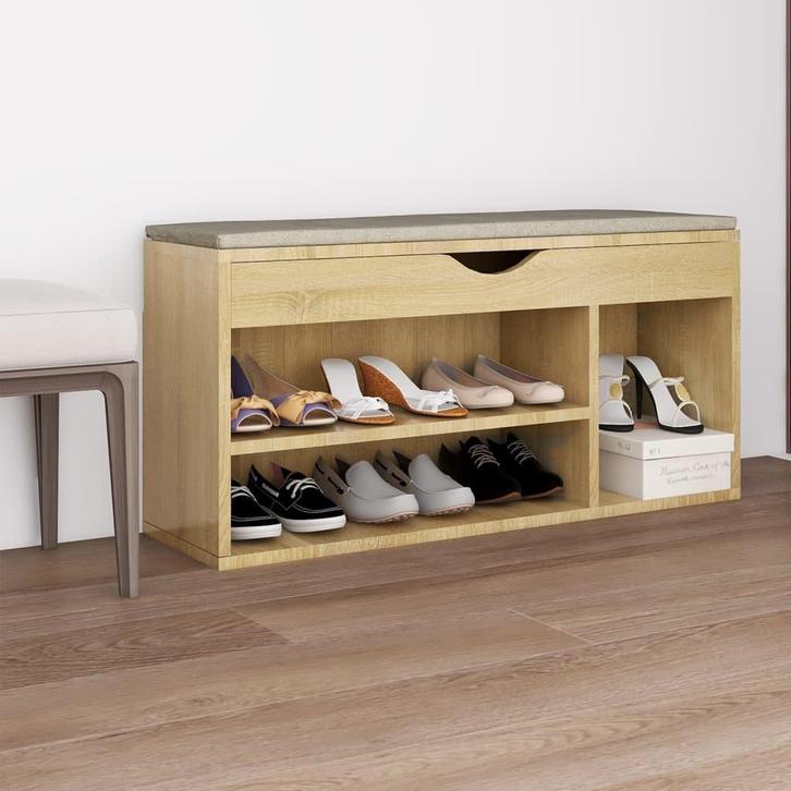 vidaXL Schoenenbank met kussen 104x30x49 cm bewerkt hout, Huis en Inrichting, Kasten | Schoenenrekken, Nieuw, Verzenden