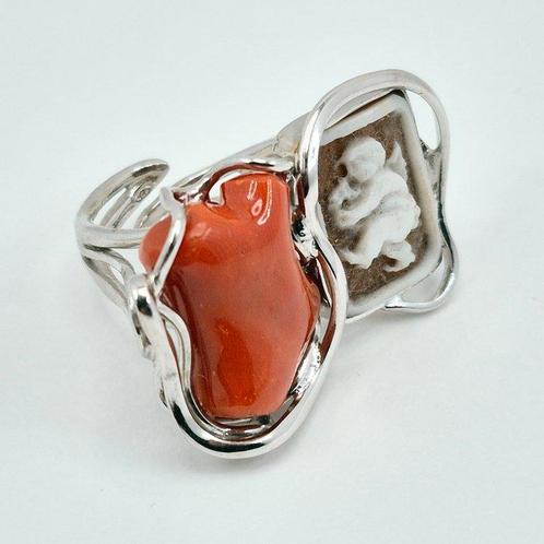 Bloedkoraal - Zilver - Ring - Middellandse Zee Koralen, Verzamelen, Dierenverzamelingen