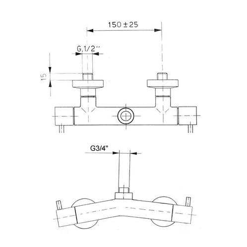 Opbouw Douchekraan Sapho Airtech Mengkraan Boven 2-knop, Doe-het-zelf en Verbouw, Sanitair, Ophalen of Verzenden