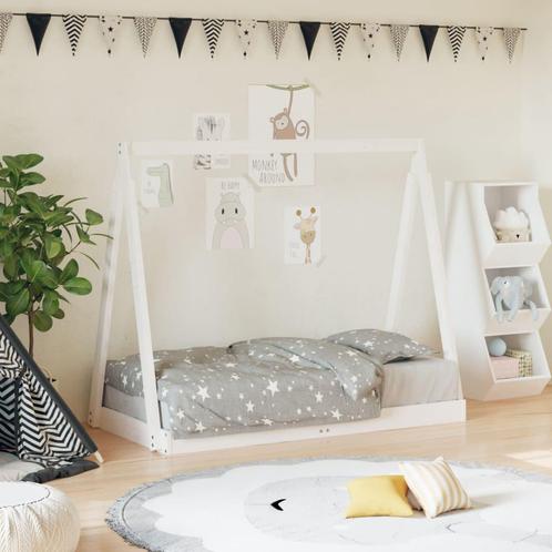 vidaXL Kinderbedframe 70x140 cm massief grenenhout wit, Kinderen en Baby's, Kinderkamer | Bedden, Nieuw, Verzenden