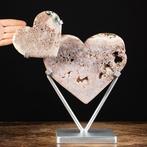 Duo van harten in roze amethist - Een energetische omhelzing