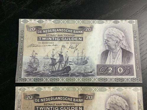Nederland. - 2 x 20 Gulden 1941 - Pick 54 and 55 (Zonder, Postzegels en Munten, Bankbiljetten | Europa | Niet-Eurobiljetten