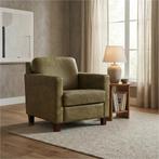 Leren fauteuil Smart - Kenia Olive (olijf) - Poten hout, Nieuw, Ophalen of Verzenden, Bohemian, Eigentijds, Modern, Retro, 50 tot 75 cm