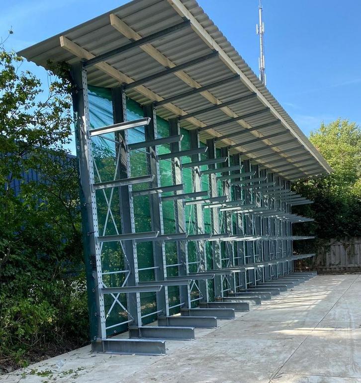 Draagarmstelling 5,0 m hoog met dakarmen volbad verzinkt, Zakelijke goederen, Kantoor en Winkelinrichting | Magazijn, Stelling en Opslag