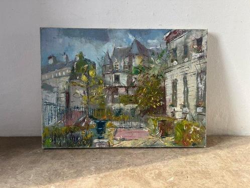 European school (XX) - Jardin urbain au crépuscule, Antiek en Kunst, Kunst | Schilderijen | Klassiek