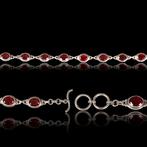 Zilveren armband 925 met natuurlijke granaatstenen – Pavé