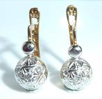 Oorbellen - 14 karaat Geel goud, Witgoud - 0.20ct. tw., Sieraden, Tassen en Uiterlijk, Oorbellen, Nieuw