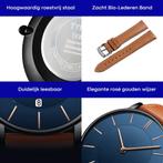 Tyme Oslo Heren Horloge 39.5mm - Blauw Bruin - Horloges voor, Ophalen of Verzenden, Zo goed als nieuw