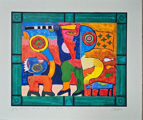Clemens Briels (1946) - Jenny champion with her air rifle, Antiek en Kunst, Kunst | Schilderijen | Modern