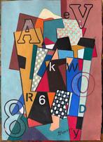 Popczyk Joseph (1890-1971) - Composition aux chiffres et aux, Antiek en Kunst, Kunst | Schilderijen | Klassiek