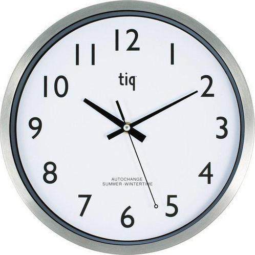 TIQ - Klok - Rond - Kunststof/Aluminium - 30 cm - Wit, Huis en Inrichting, Woonaccessoires | Overige, Verzenden
