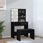 Kaptafel Make-uptafel Set met LED-Spiegel + Kruk – Zwart, Verzenden, Nieuw