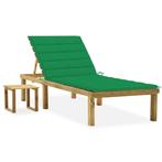 vidaXL Ligbed met tafeltje en kussen geïmpregneerd, Tuin en Terras, Verzenden, Nieuw