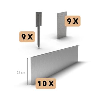 Zink borderrand gezet 22 cm | Complete set per 23 meter beschikbaar voor biedingen