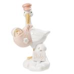 Taartopper Ooievaar Roze Polystone 9cm, Verzenden, Nieuw