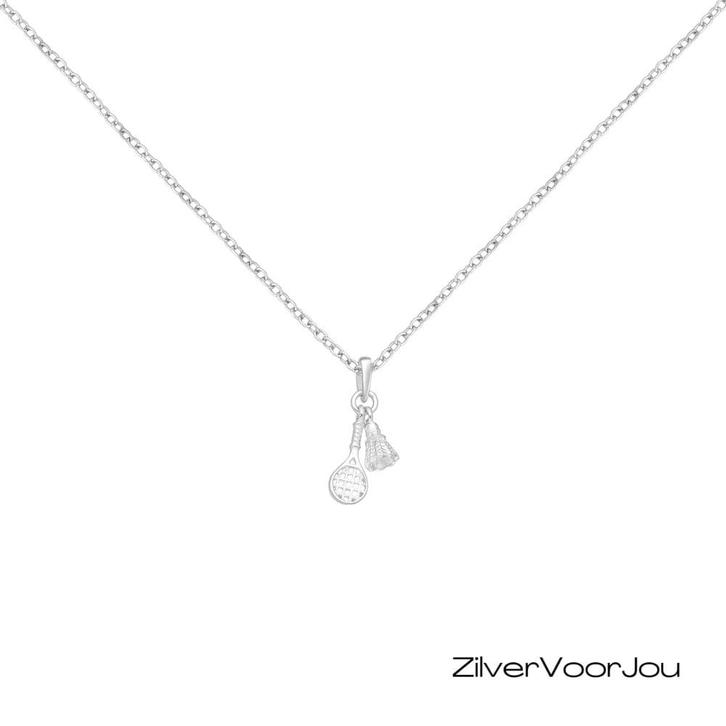 Zilveren badminton racket en shuttle ketting, Sieraden, Tassen en Uiterlijk, Kettinghangers, Nieuw, Verzenden