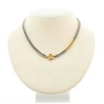 Bicolor gourmet schakel ketting; choker | 36,5 cm, Goud, Goud, Gebruikt, Verzenden