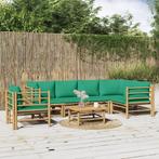 vidaXL 7-delige Loungeset met kussens bamboe groen, Tuin en Terras, Verzenden, Nieuw, Hout, Loungeset