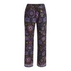 Milano Italy • broek met paarse bloemen • 36, Kleding | Dames, Broeken en Pantalons, Verzenden, Zwart, Maat 36 (S), Milano Italy