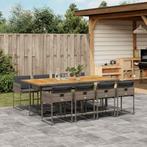 vidaXL 9-delige Tuinset met kussens poly rattan grijs, Nieuw, 8 zitplaatsen, Tuinset, Verzenden