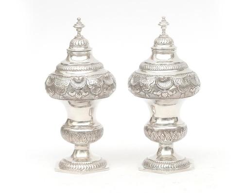Twee zilveren Louis XIV theebussen, Holland, Haarlem, 1760, Antiek en Kunst, Antiek | Goud en Zilver, Zilver