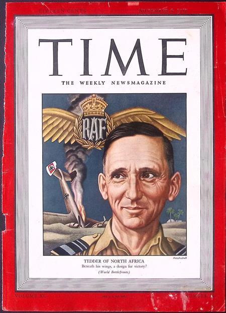 Cover Time Magazine1942 met Arthur Tedder (lijst optie), Verzamelen, Militaria | Tweede Wereldoorlog, Foto of Poster, Verzenden
