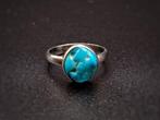 925 zilveren ring met topkwaliteit turkoois, uniek stuk- 3.9, Verzamelen, Mineralen en Fossielen