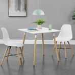Eettafel vierkant MDF en staal 80x80x74 cm wit en hout, Huis en Inrichting, Tafels | Eettafels, Nieuw, Verzenden