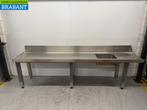 RVS Aanvoertafel T.B.V. Doorschuifvaatwasser 226 x 75 x 92, Ophalen of Verzenden, Gebruikt