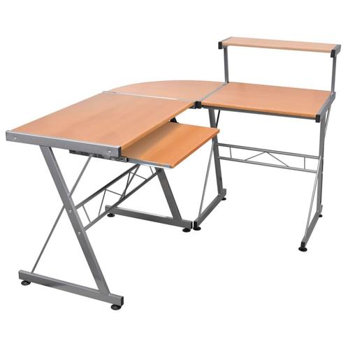 vidaXL Hoekbureau 132x112x99 cm bewerkt hout bruin, Huis en Inrichting, Bureaus, Nieuw, Verzenden