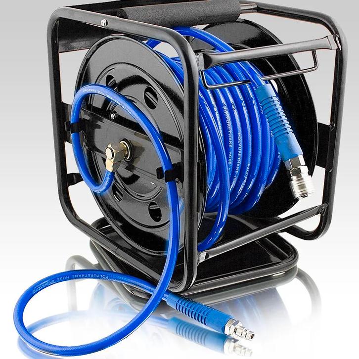 Persluchtslanghaspel - 30 meter - Handmatig - 1/4 inch aansl, Tuin en Terras, Tuinslangen, Nieuw, Verzenden