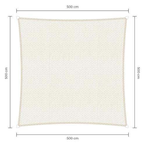 Vierkante schaduwdoek - Wit - Waterdoorlatend - 5,0 x 5,0 m, Tuin en Terras, Schaduwdoeken, Ophalen of Verzenden