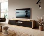 Meubella | TV-Meubel eiken mat zwart 180x40x45 cm, Huis en Inrichting, Kasten | Televisiemeubels, Overige materialen, Verzenden