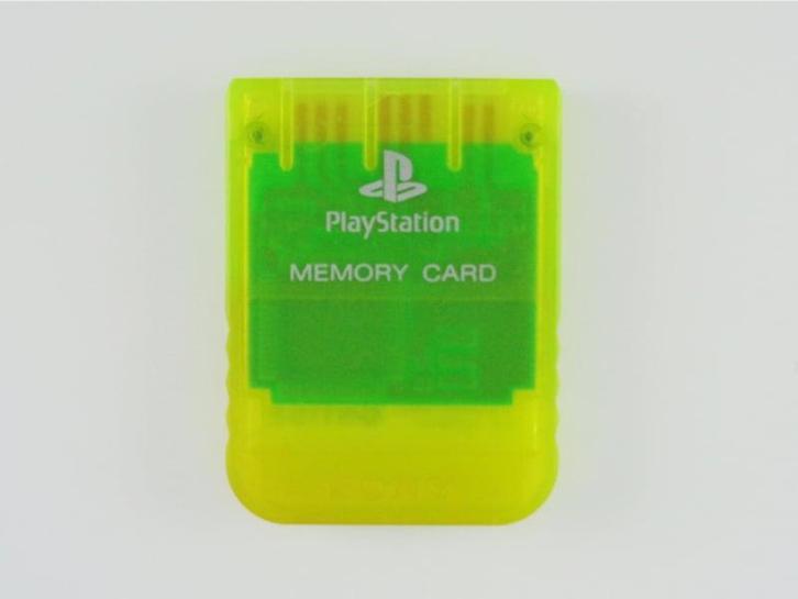 Sony PS1 1MB Memory Card Transparant Geel (PS1 Accessoires), Spelcomputers en Games, Spelcomputers | Sony PlayStation 1, Zo goed als nieuw