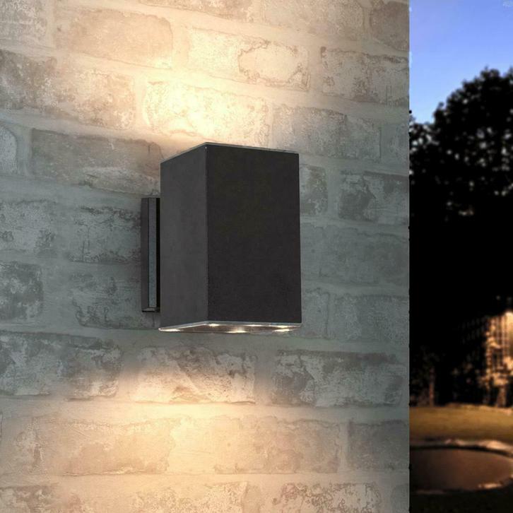 Solar LED wandlamp up downlight Sverre - recht, Tuin en Terras, Buitenverlichting, Bewegingssensor, Led, Licht-donker-sensor, Zonne-energie