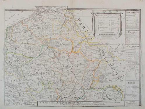 Kaart van Ile-de-France, Hauts-de-France en Grand Est, Antiek en Kunst, Kunst | Etsen en Gravures