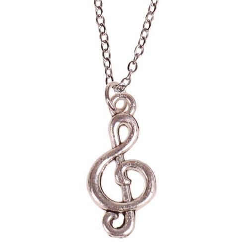 Kinderketting Zilverkleurig 45cm - Hangertje Muzieksleutel z, Sieraden, Tassen en Uiterlijk, Kindersieraden, Nieuw, Ophalen of Verzenden