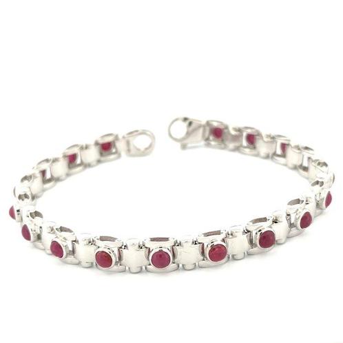 Handmade - Armband - 22.3 g - 18 karaat Witgoud Robijn, Sieraden, Tassen en Uiterlijk, Armbanden