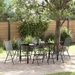 vidaXL Tuin Eetset Vouw 7 pcs Antraciet Staal, Verzenden, Nieuw