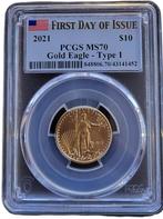 Gouden American Eagle 1/4 oz 2021 Type 1 First Day of Issue, Postzegels en Munten, Munten | Amerika, Goud, Losse munt, Verzenden