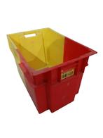 Kunststof stapelbak 600x400x400 cm, rood/geel, nestbaar,, Doe-het-zelf en Verbouw, Kratten en Dozen, Gebruikt, 40 tot 60 cm, 50 tot 75 cm