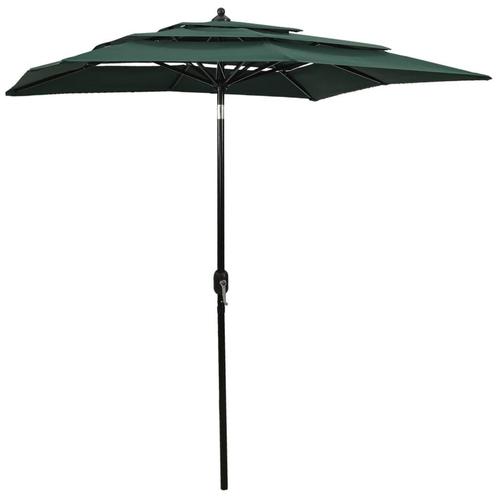 vidaXL Parasol 3-laags met aluminium paal 2x2 m groen, Tuin en Terras, Parasols, Nieuw, 2 tot 3 meter, Verzenden