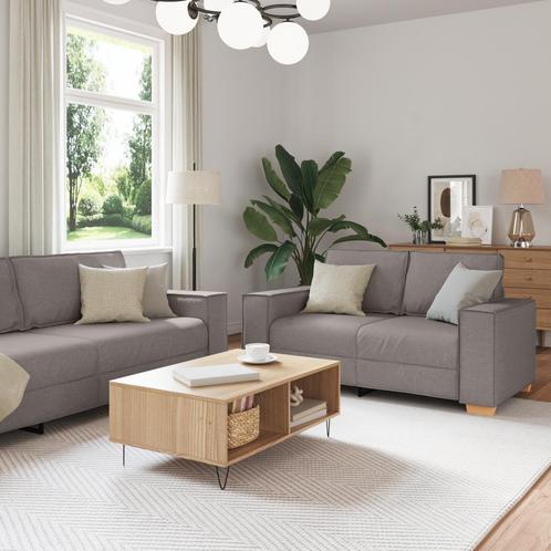 vidaXL 3-delige bankset met kussens in taupe stof, Huis en Inrichting, Banken | Bankstellen, Nieuw, Minder dan 150 cm, Stof, Vierpersoons of meer