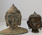 Hoofd - 2x Groot Tibetaans bronzen Boeddha hoofd - Brons -, Antiek en Kunst