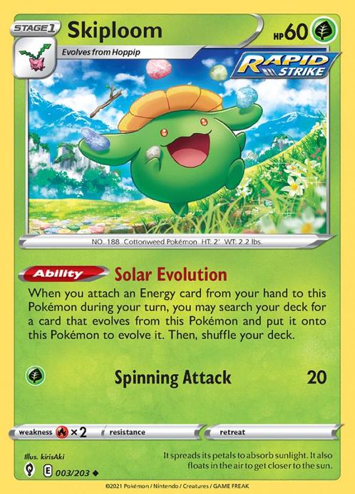 Skiploom 003/203 (Evolving Skies), Hobby en Vrije tijd, Verzamelkaartspellen | Pokémon, Losse kaart, Nieuw, Foil, Ophalen of Verzenden