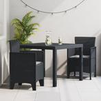 vidaXL 3-delige Tuinset met kussens poly rattan antraciet, Verzenden, Nieuw