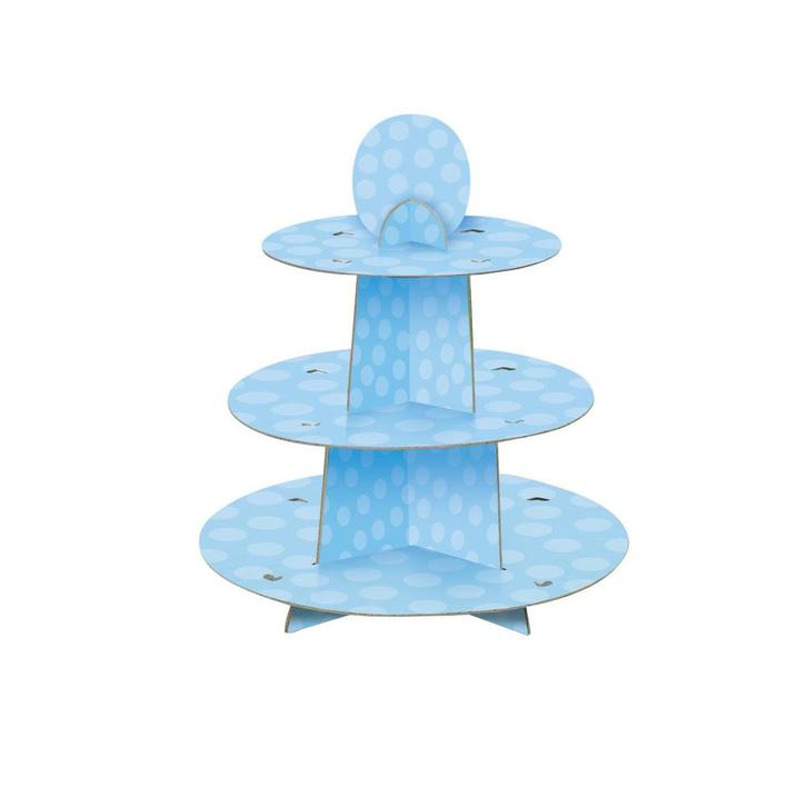 Cupcake Etagere Stippen Blauw 34cm, Hobby en Vrije tijd, Feestartikelen, Nieuw, Verzenden